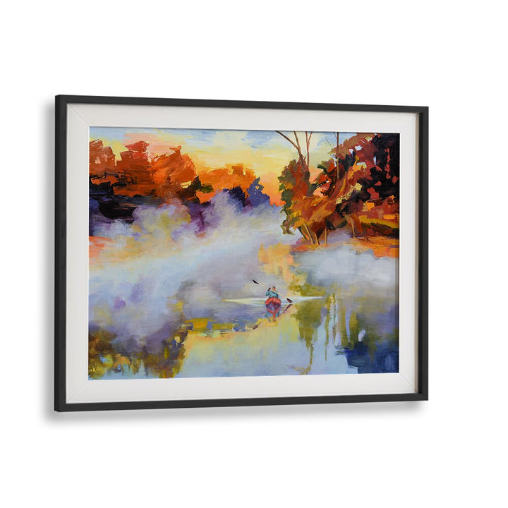 PADDLING IN THE MIST , LANDSCAPE PAINTINGS