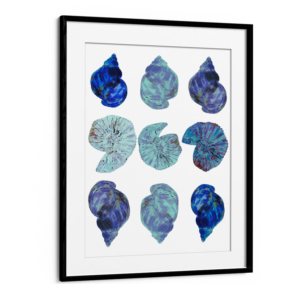 Vibrant BLUE SEA SHELLS, BEACH PAINTINGS perfect for adding coastal charm to your home decor.