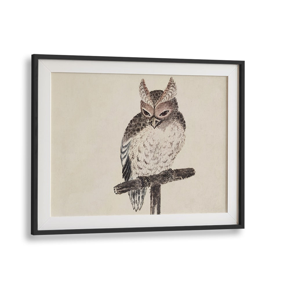 OWL FROM ALBUM OF SKETCHES (1814) BY KATSUSHIKA HOKUSAI, JAPANESE PAINTINGS