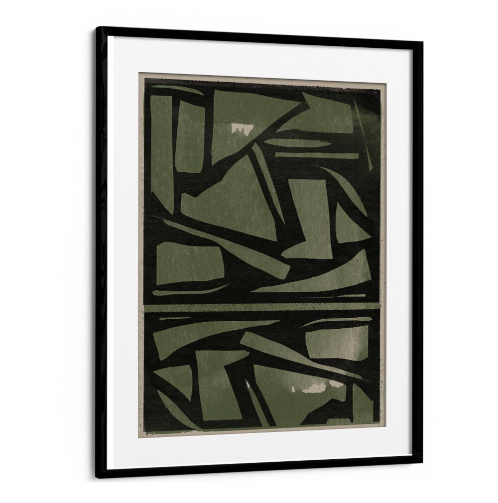 Stunning GREEN AND BLACK PAPER CUT, ABSTRACT PAINTINGS, perfect for transforming your living space with modern elegance.