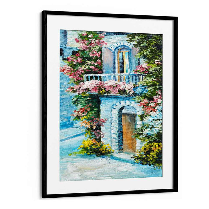 Pastel Haven Vintage European Paintings in Black Frame With Mount