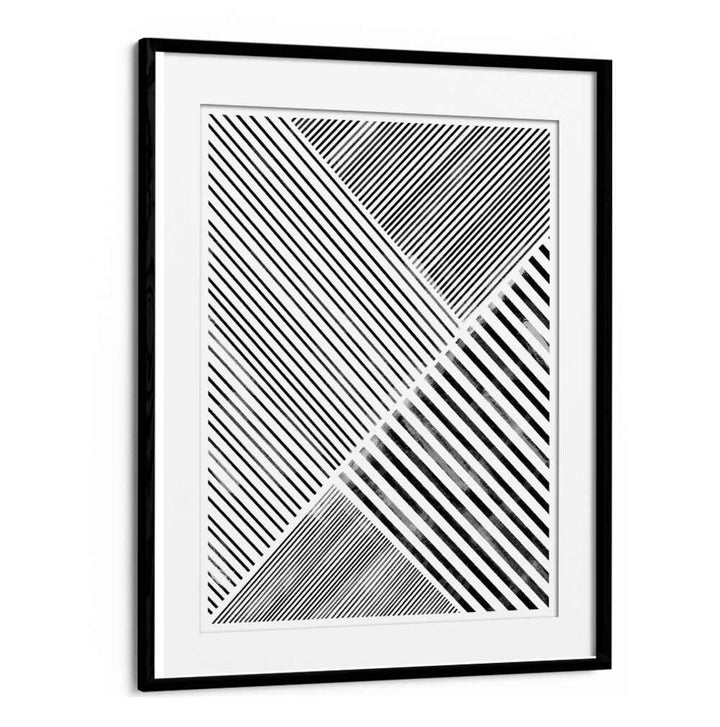 Stylish BLACK AND WHITE LINE ART, GEOMETRIC ART PRINTS in a sleek frame, perfect for modern home decor.