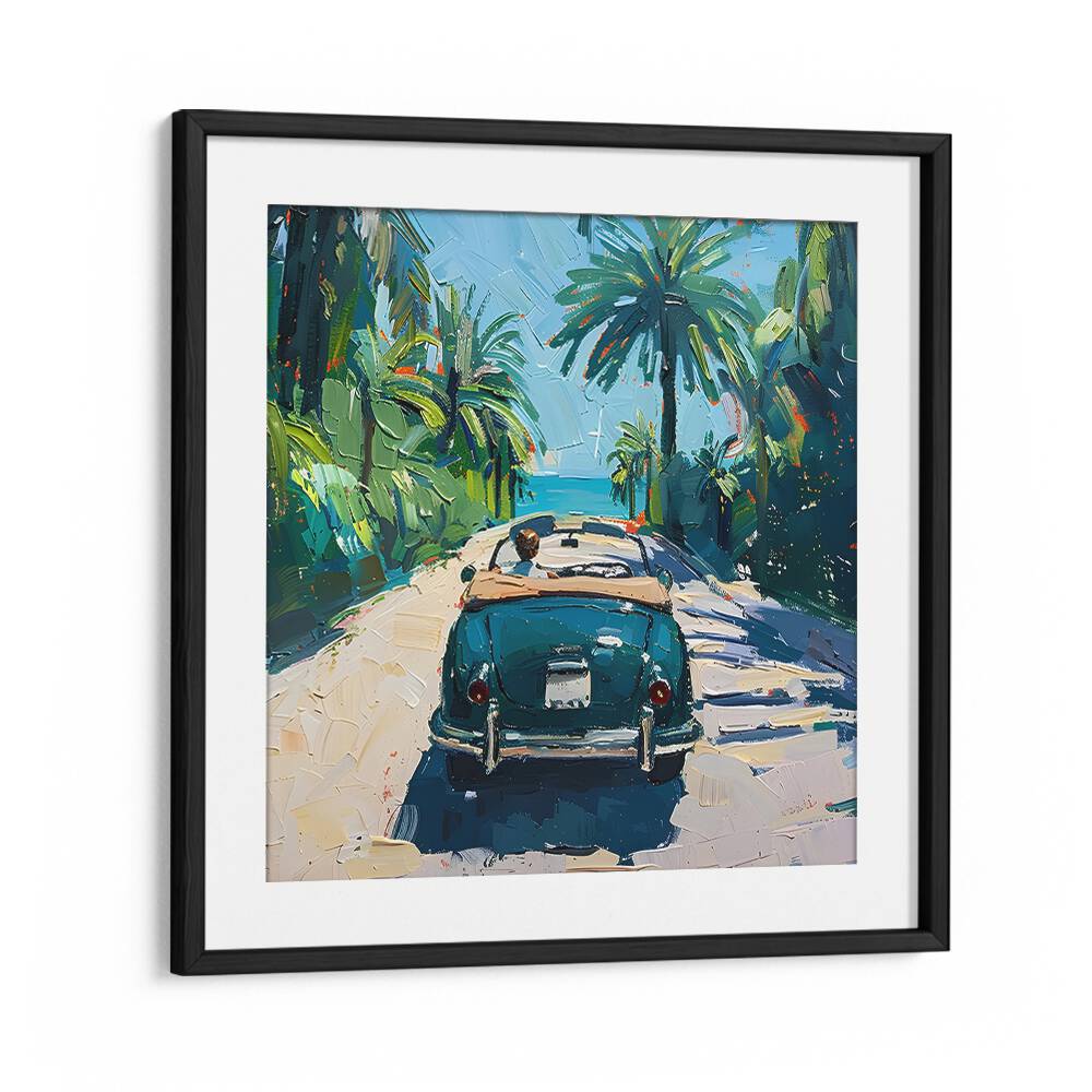 Vibrant artwork capturing a CAR ON THE BEACH, embodying adventure and coastal charm for outdoor enthusiasts.