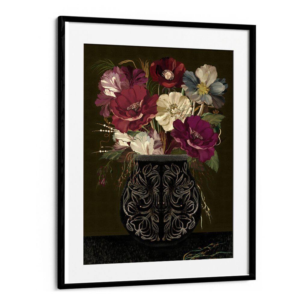 Stunning VINTAGE BOUQUET, FLORAL FLOWER PAINTINGS featuring elegant blooms in a decorative vase for timeless decor.