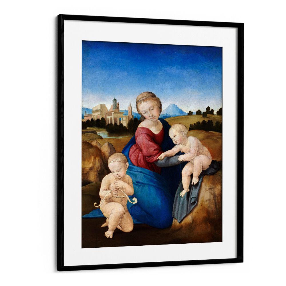 MADONNA AND CHILD WITH THE INFANT SAINT JOHN (1508) BY RAPHAEL RAFFAELLO , VINTAGE PAINTINGS