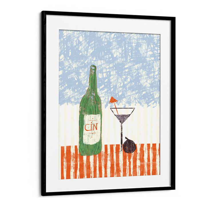 Stylish CIN CIN IV Kitchen Posters featuring a gin bottle and cocktail, perfect for modern culinary spaces.