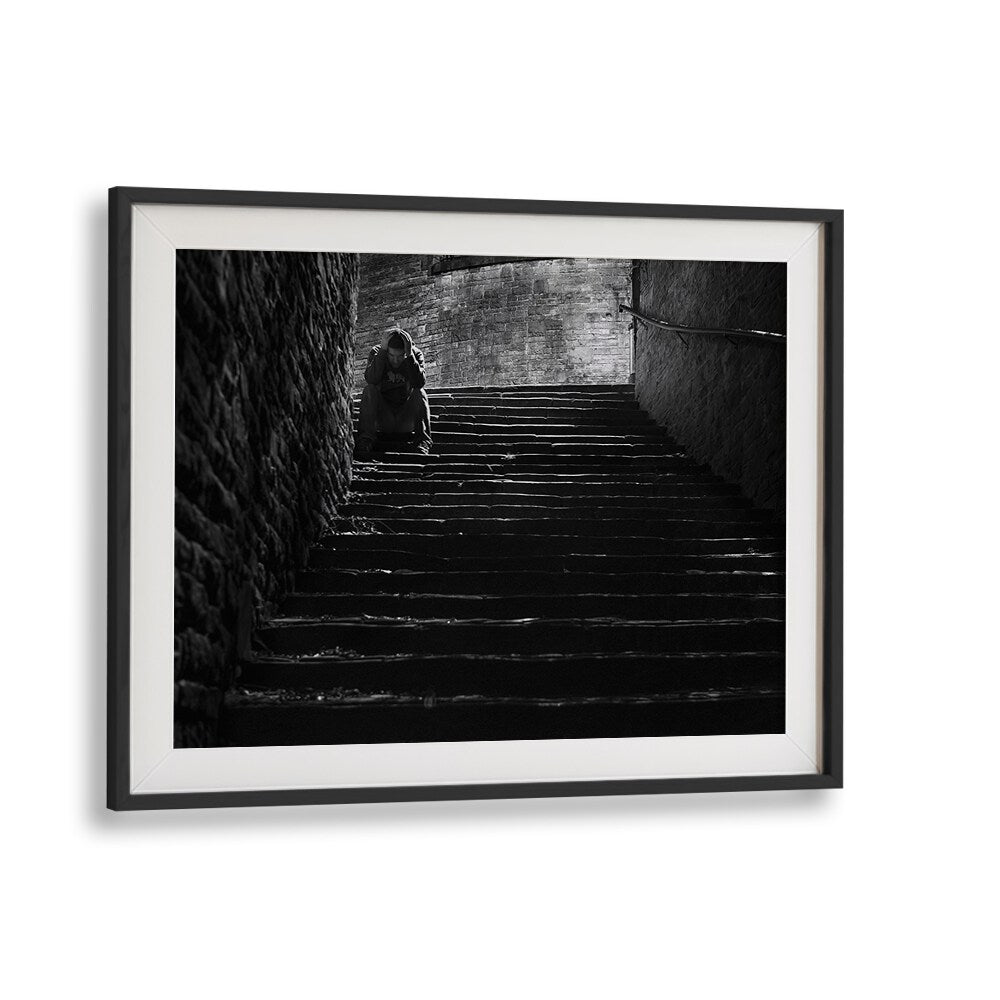 Stirring moment captured in "IN DESPAIR, PHOTOGRAPHY PRINTS," reflecting urban life's emotional depth.