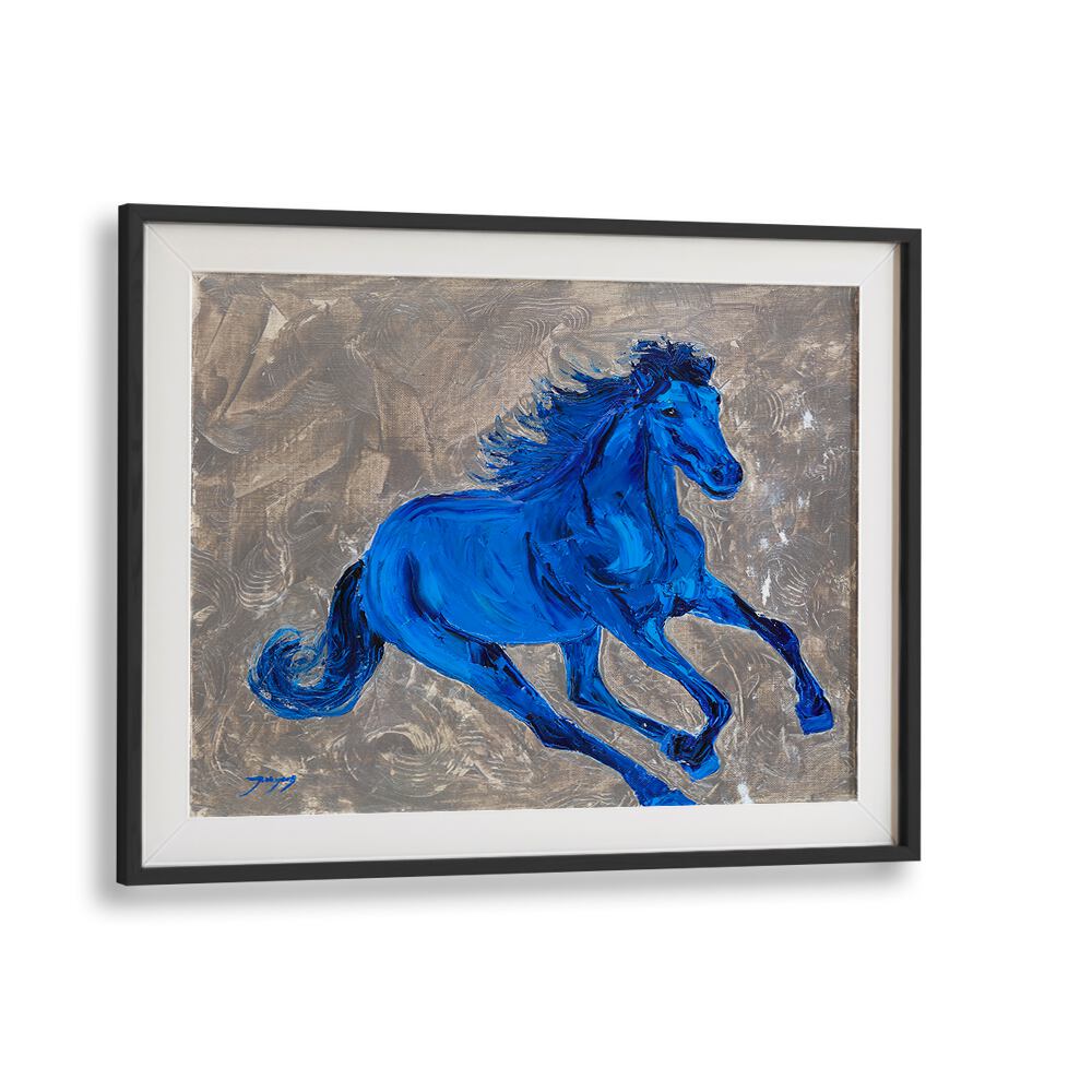 Vibrant BLUE HORSE, ANIMAL PAINTINGS showcase dynamic movement and bold color, perfect for any art lover.