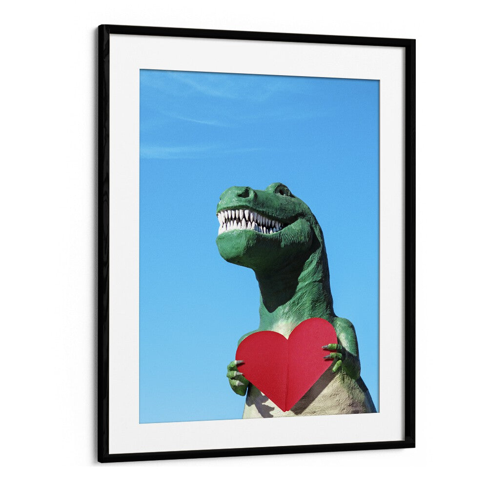 surreal painting - TYRANNOSAURUS REX WITH A RED PAPER HEART I by Asianmonk