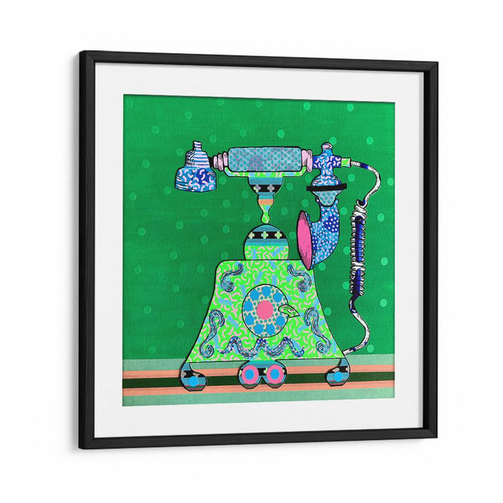 Vibrant MIDNIGHT CALL, POP ART PAINTINGS featuring a retro telephone, perfect for modern home decor elegance.