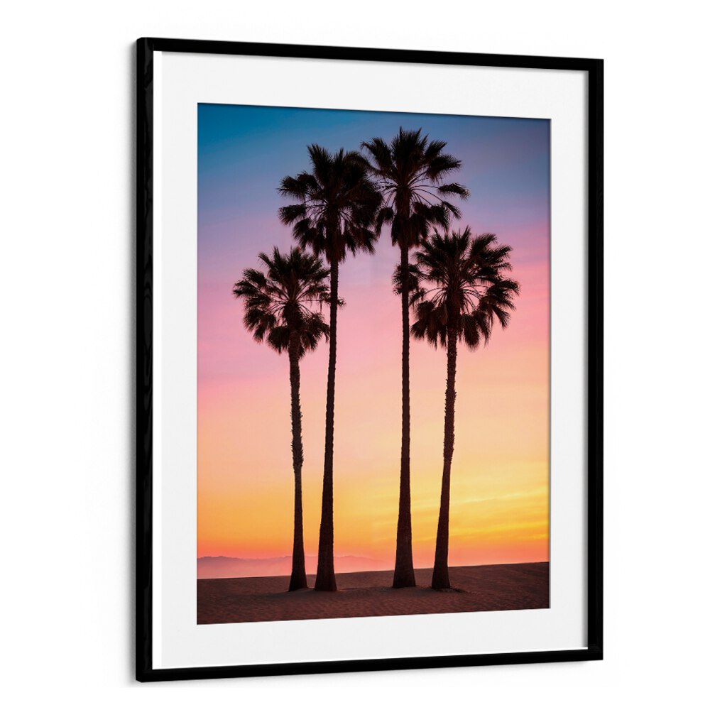 Vibrant BEACH SUNSET PALMS, perfect BEACH PAINTINGS to elevate your living space with tropical serenity.