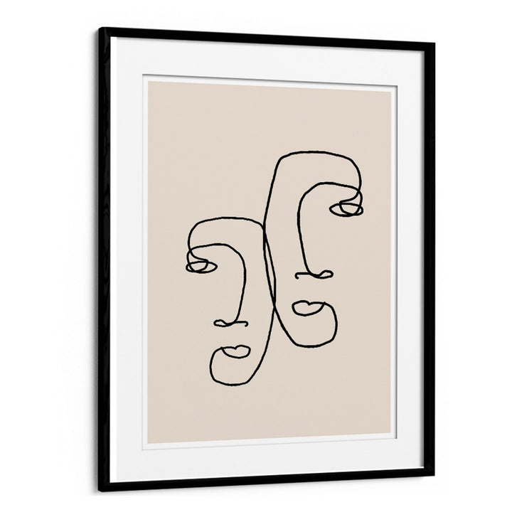 Minimalist line art capturing connection, perfect for enhancing your space with I LOOK OVER AT YOU, LINE ART PAINTINGS.