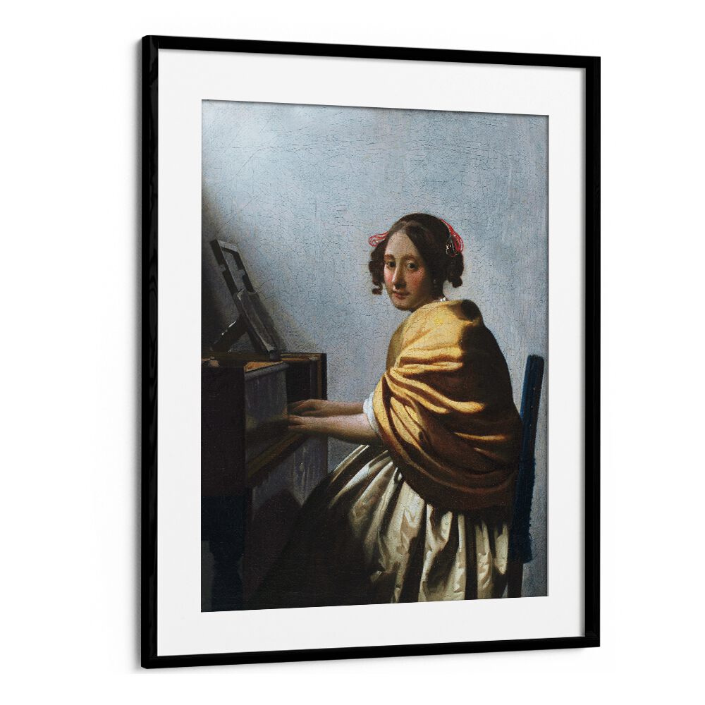 A YOUNG WOMAN SEATED AT THE VIRGINALS (CA. 1670–1672)   BY JOHANNES VERMEER, VINTAGE PAINTINGS