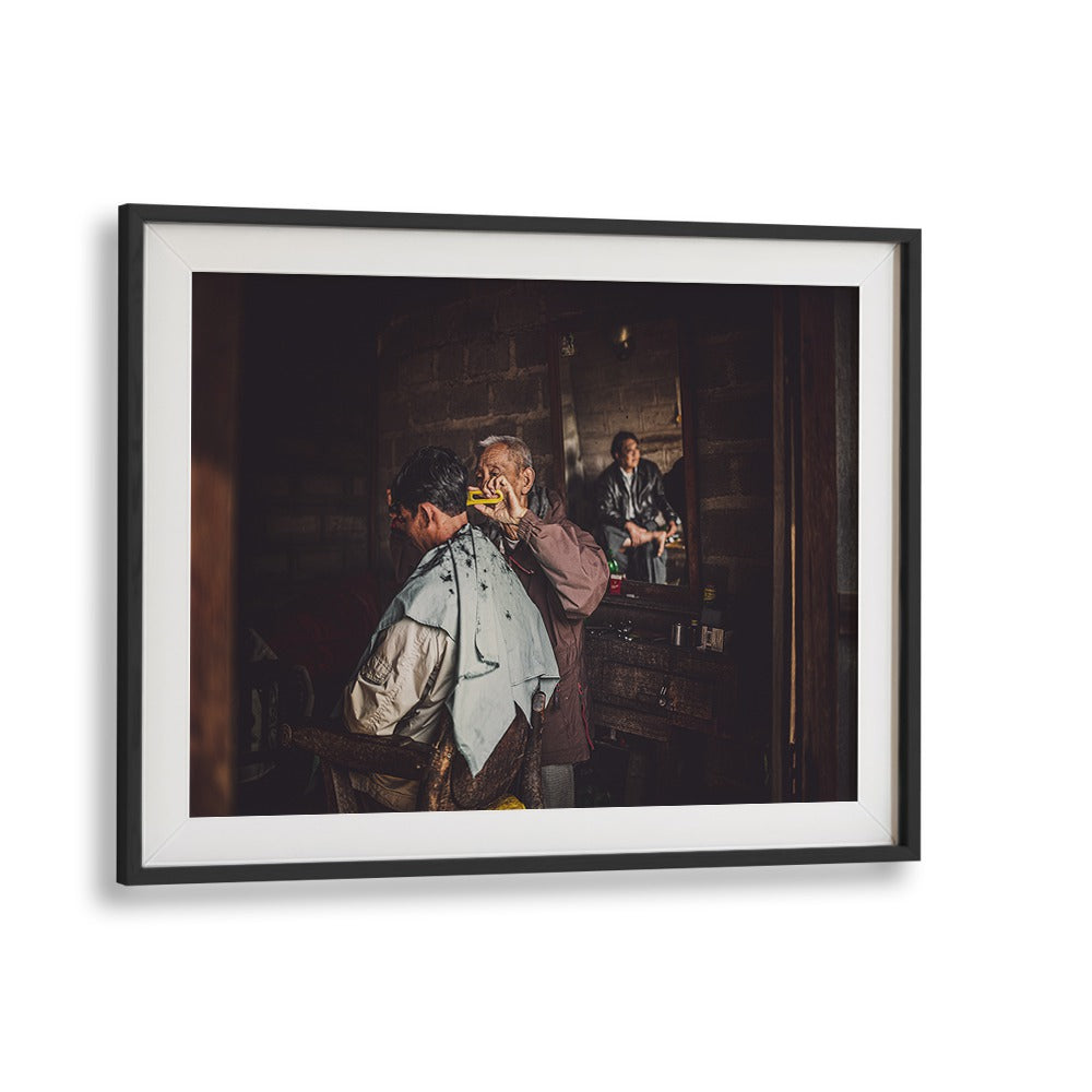 Captivating street scene from "BARBER OF INLE LAKE, PHOTOGRAPHY PRINTS," showcasing artistry in daily life.