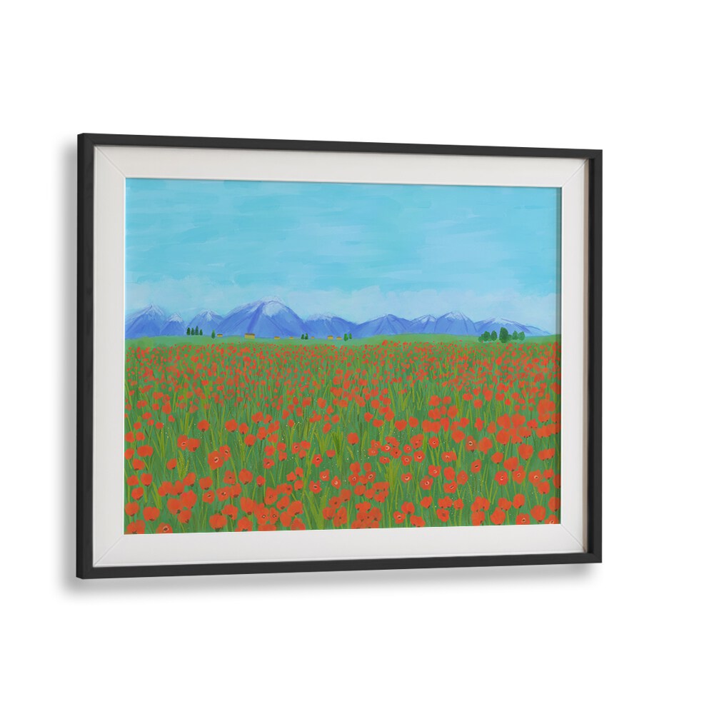 POPPY FIELD , LANDSCAPE ART PRINTS , LANDSCAPE PAINTINGS