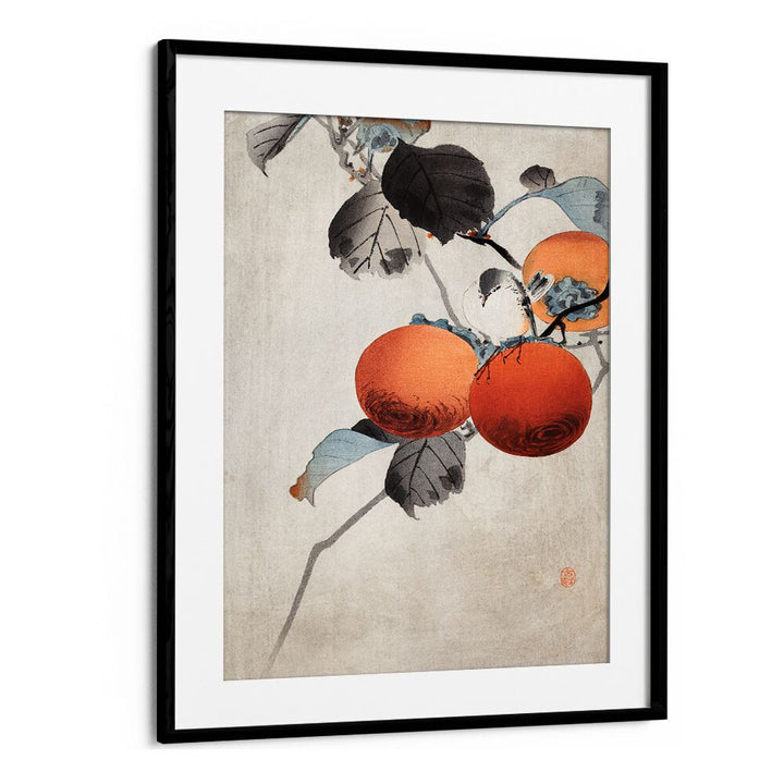 NUTHATCHER ATOP PERSIMMONS (CA. 1910)  , JAPANESE PAINTINGS , JAPANESE ART PRINTS