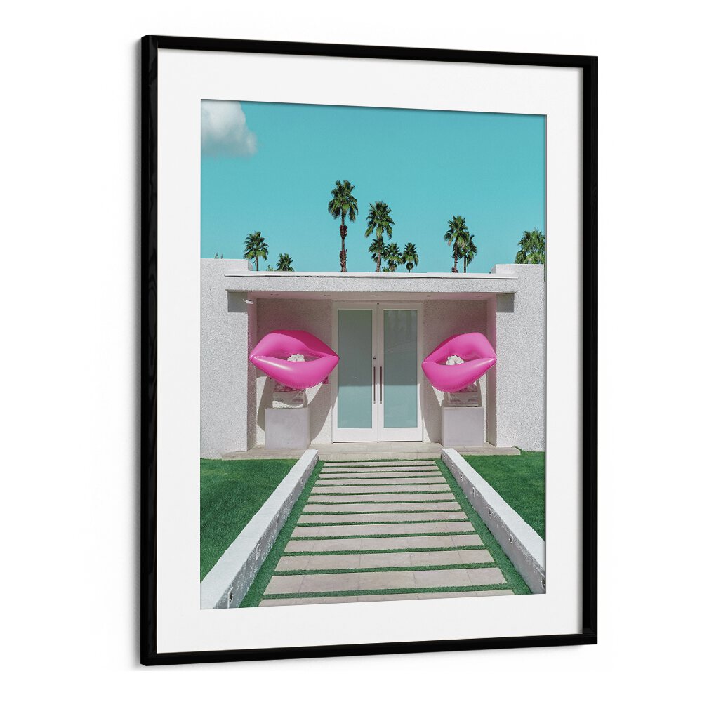 surreal painting - MID-CENTURY MODERN HOUSE WITH PINK LIPS by Asianmonk