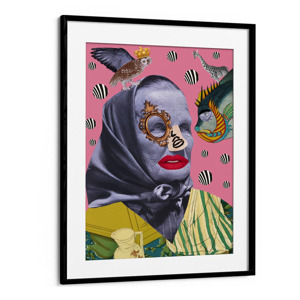Surreal art print titled GRANDMOTHER, showcasing unique craftsmanship and family heritage in vibrant colors.