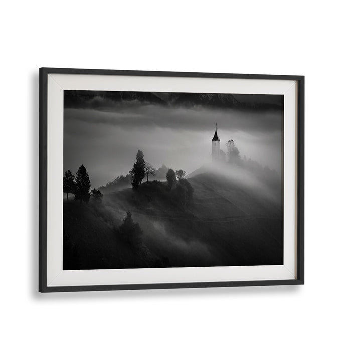 Stunning OUT OF THE MIST, PHOTOGRAPHY PRINTS showcasing a serene landscape enveloped in mystical fog. Perfect for any decor.