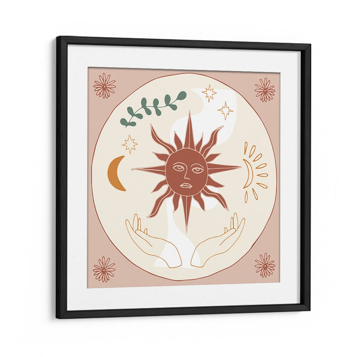 Stylish SUN OUL HEALING, ZODIAC poster featuring sun and celestial illustrations for wellness and inspiration.