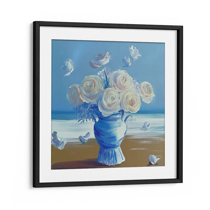 Stunning BLUE ROSES ON THE BEACH artwork, blending nature's beauty with artistic elegance for your home decor.