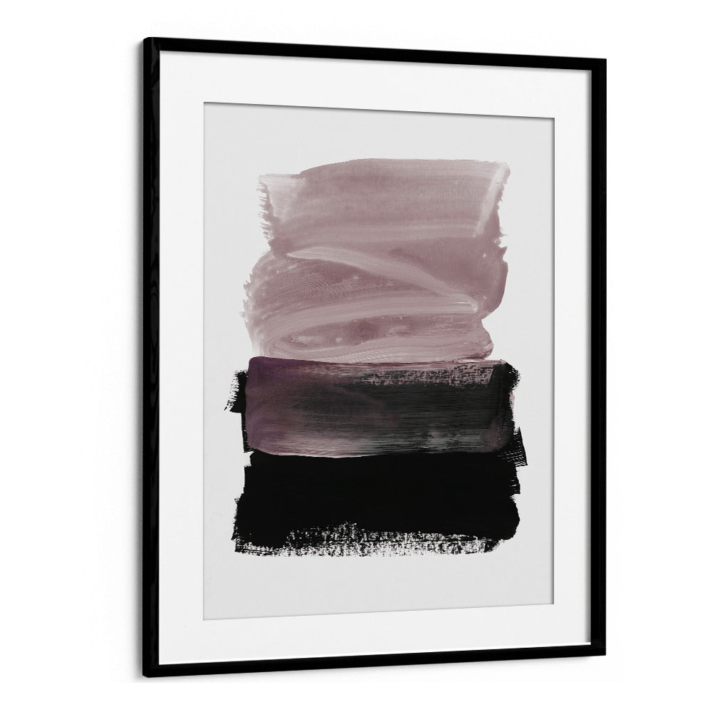 Elegant MAUVE A BLACK, ABSTRACT PAINTINGS featuring soft mauve and bold black strokes, perfect for modern home decor.