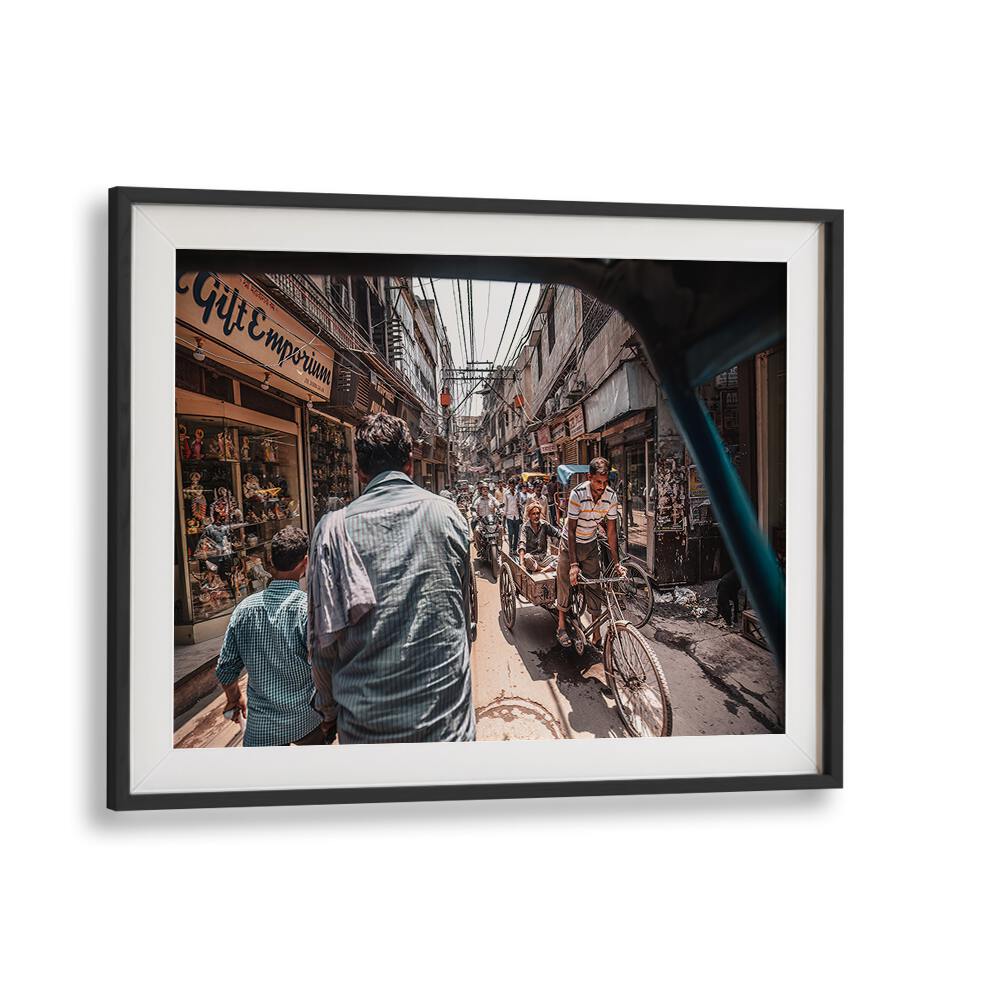 Bustling streets come alive in RUSH HOUR IN OLD DELHI, PHOTOGRAPHY PRINTS, capturing vibrant city life perfectly.