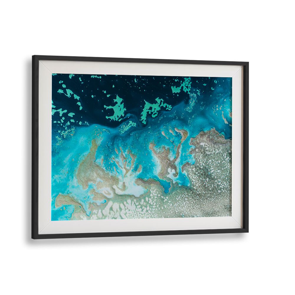 Vibrant CORAL THE OASIS, ABSTRACT PAINTINGS, enhances any space with its rich colors and dynamic shapes.