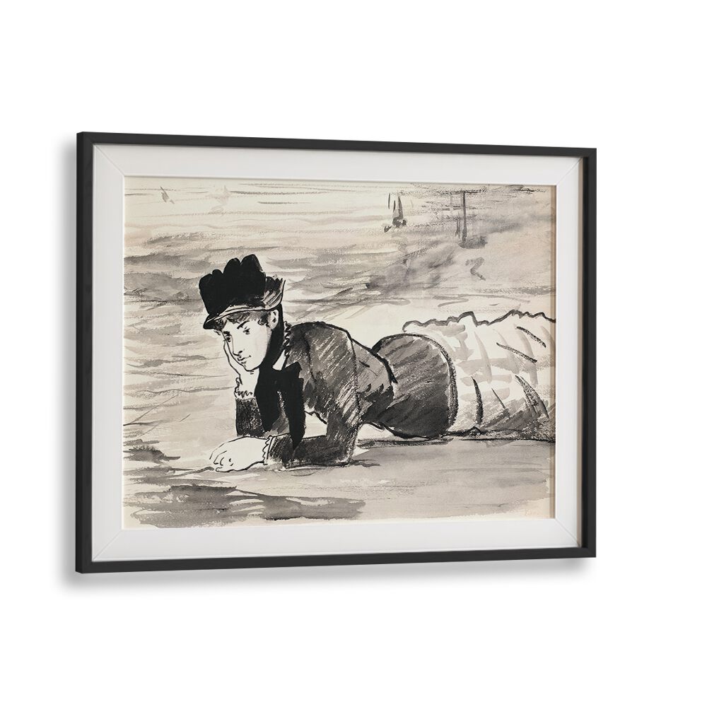 WOMAN LYING ON THE BEACH. ANNABEL LEE (1879–1882) BY EDOUARD MANET , VINTAGE PAINTINGS