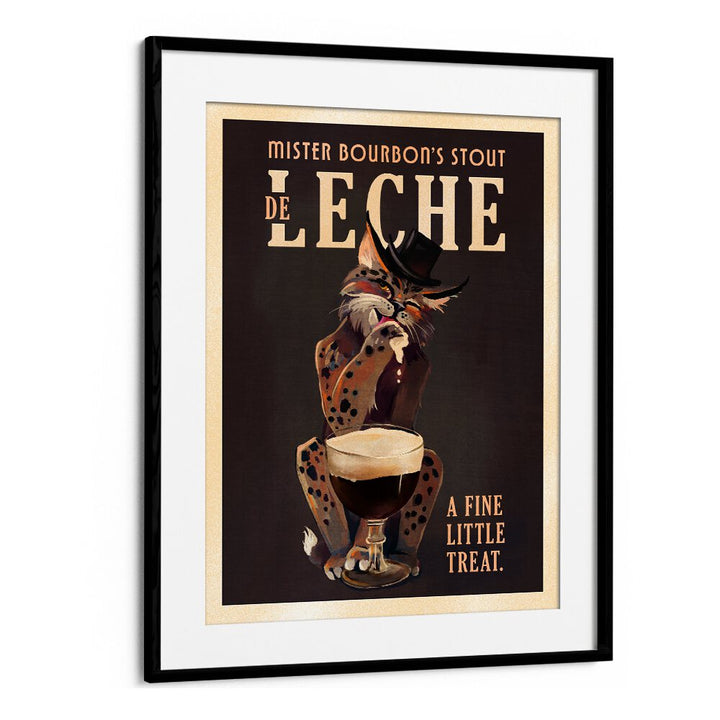 BOURBON DE LECHE GUINNESS STYLE CAT ART , BAR POSTERS , BAR ART PRINTS