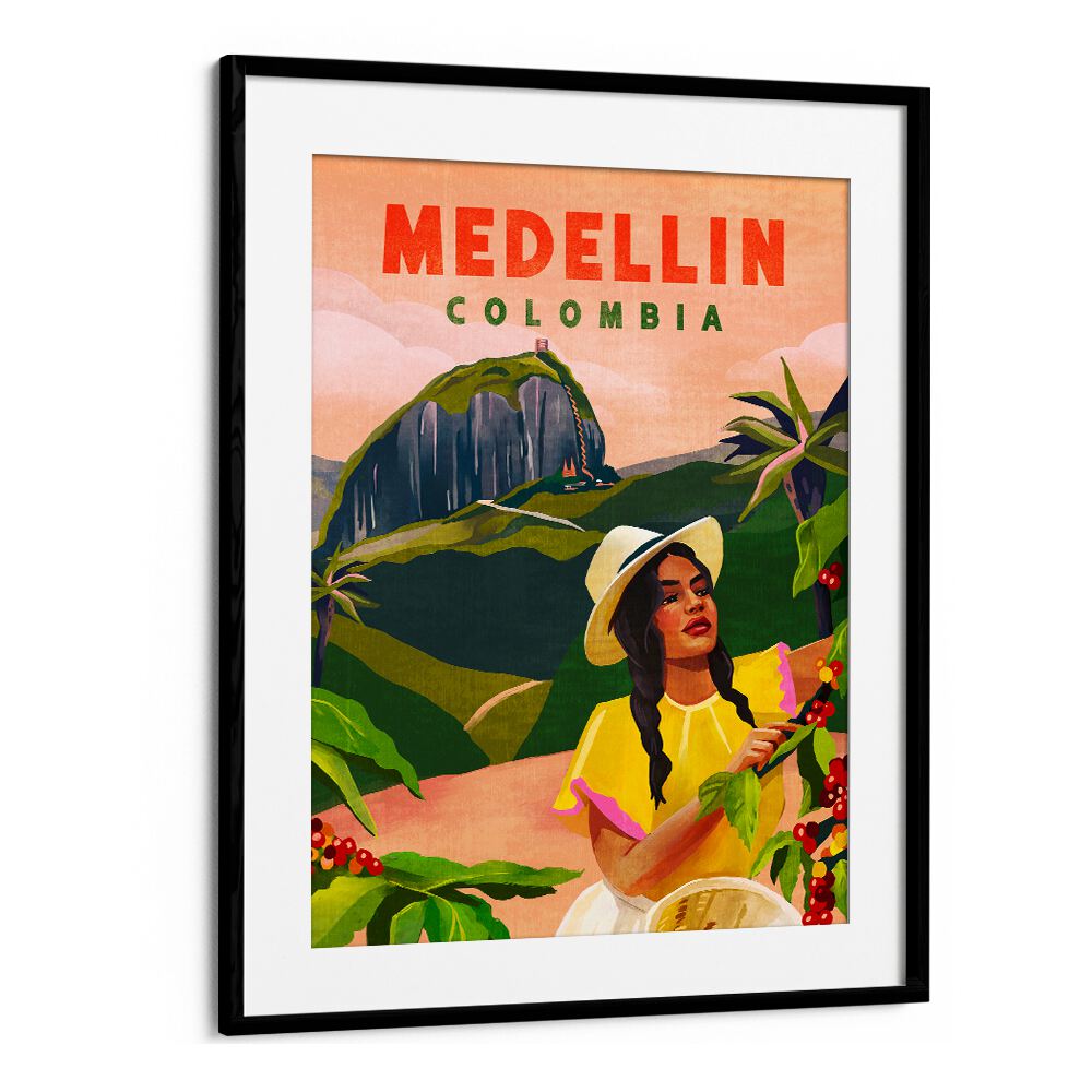 Experience the beauty of Medellin, Colombia with vintage travel posters showcasing vibrant culture and unique illustrations.
