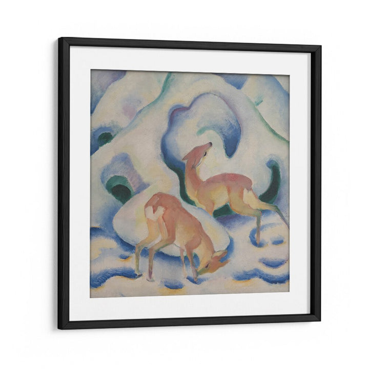 DEER IN THE SNOW II, VINTAGE PAINTINGS