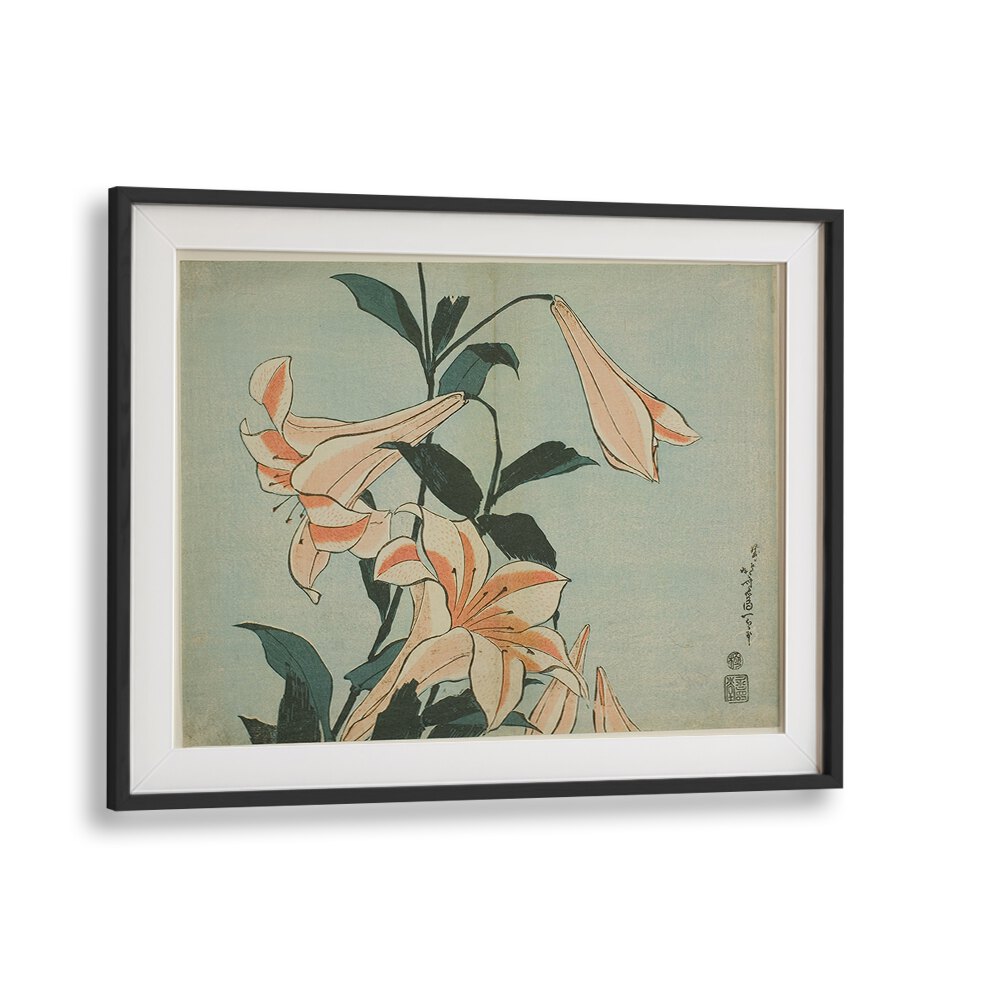 HOKUSAI'S LILIES , VINTAGE PAINTINGS