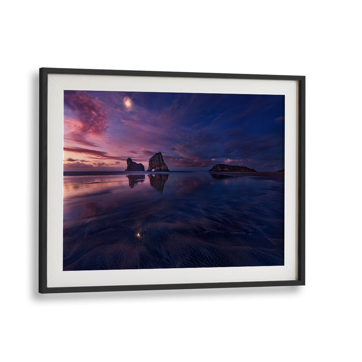 Stunning twilight reflection at Golden Bay, perfect for your decor. Discover GOLDEN BAY WHEN NIGHT FALLS, PHOTOGRAPHY PRINTS.