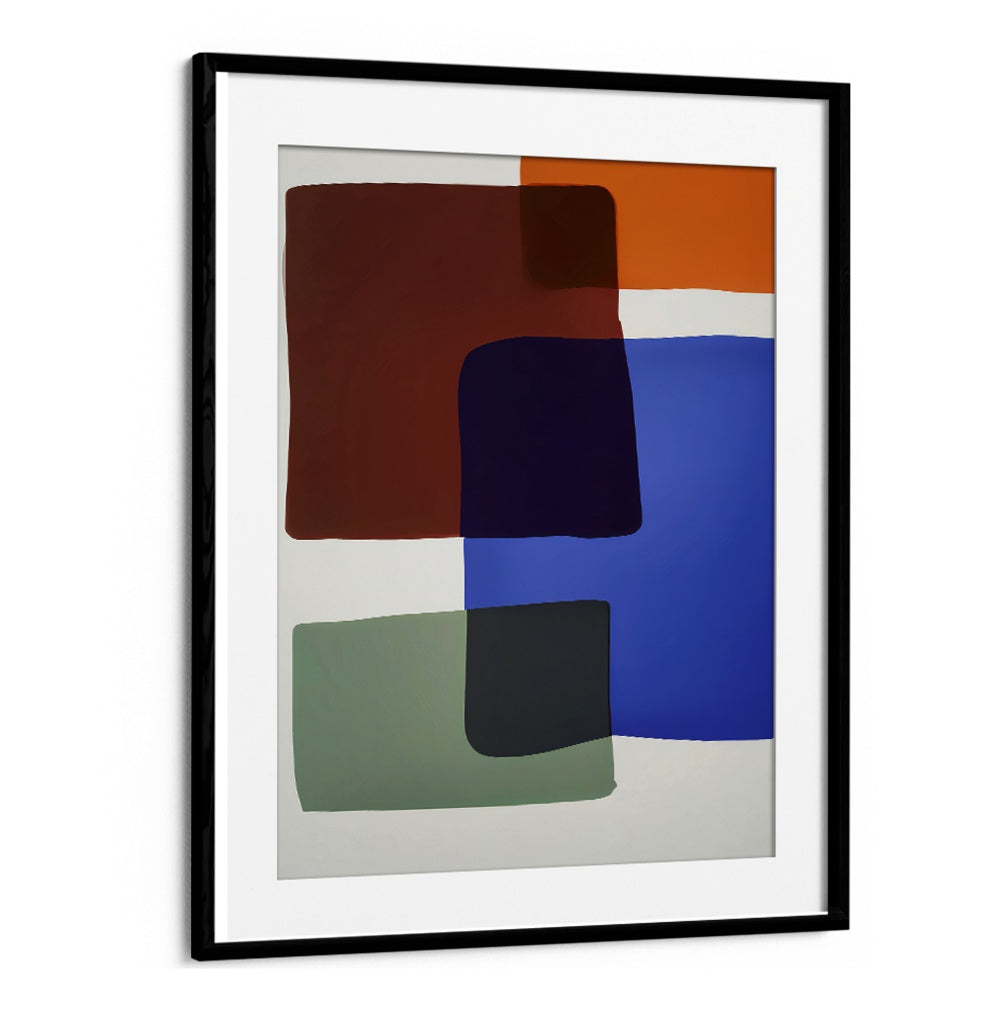OUT OF THE BOX, ABSTRACT PAINTINGS featuring bold color blocks in red, blue, green, and orange by Blackmount.