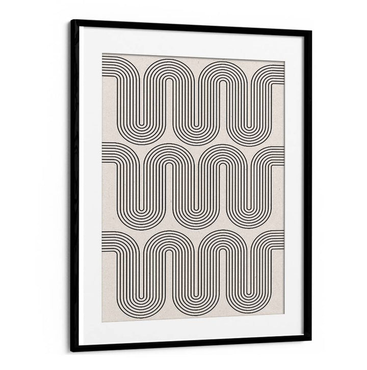 Stylish MODERN WAVES NO.I, GEOMETRIC ART PRINTS, featuring dynamic black lines for a contemporary touch.