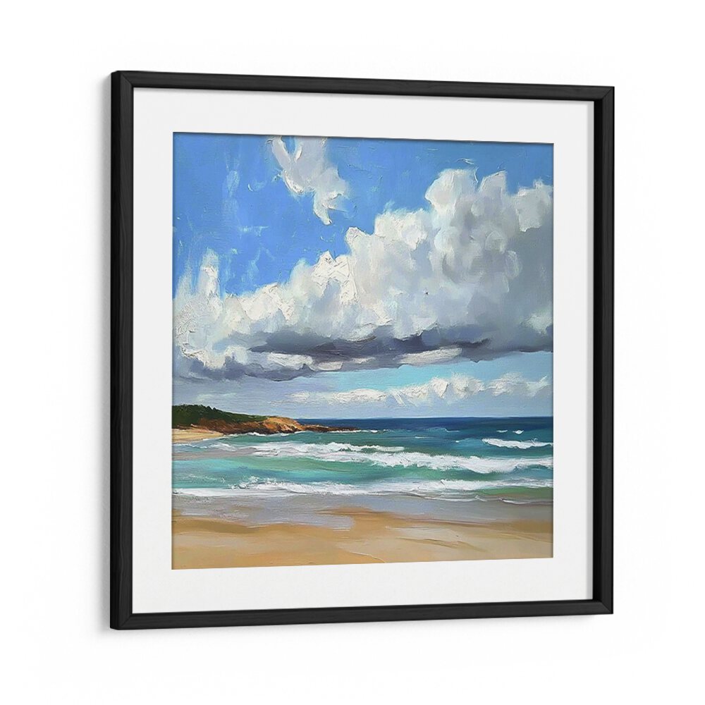 Serene CLOUDY DAY AT THE BEACH artwork, perfect for adding coastal tranquility to your home decor.