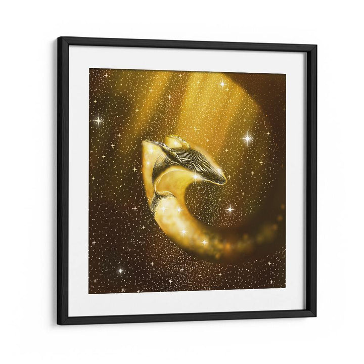 STARRY WHALE IN GOLDEN SPACE BY ALIRIZA ÇAKIR SURREAL PAINTINGS, SURREAL ART