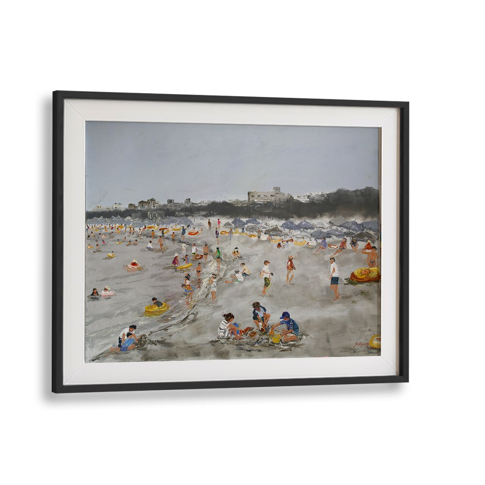 Vibrant BEACH STORY, BEACH PAINTINGS capture joyful beach scenes filled with families enjoying summer fun.