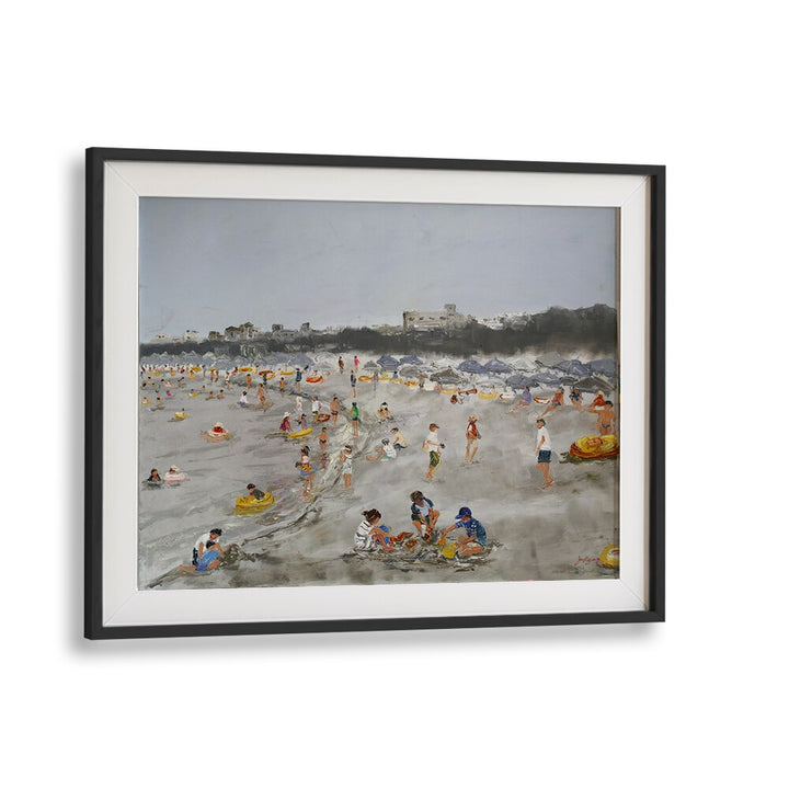 Vibrant BEACH STORY, BEACH PAINTINGS capture joyful beach scenes filled with families enjoying summer fun.