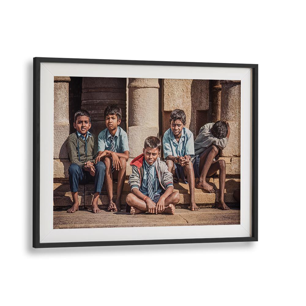 Capturing urban life, FIVE LITTLE INDIANS, PHOTOGRAPHY PRINTS showcases five boys in a vibrant street setting.