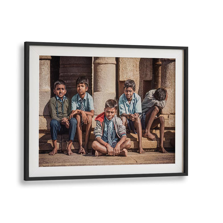 Capturing urban life, FIVE LITTLE INDIANS, PHOTOGRAPHY PRINTS showcases five boys in a vibrant street setting.
