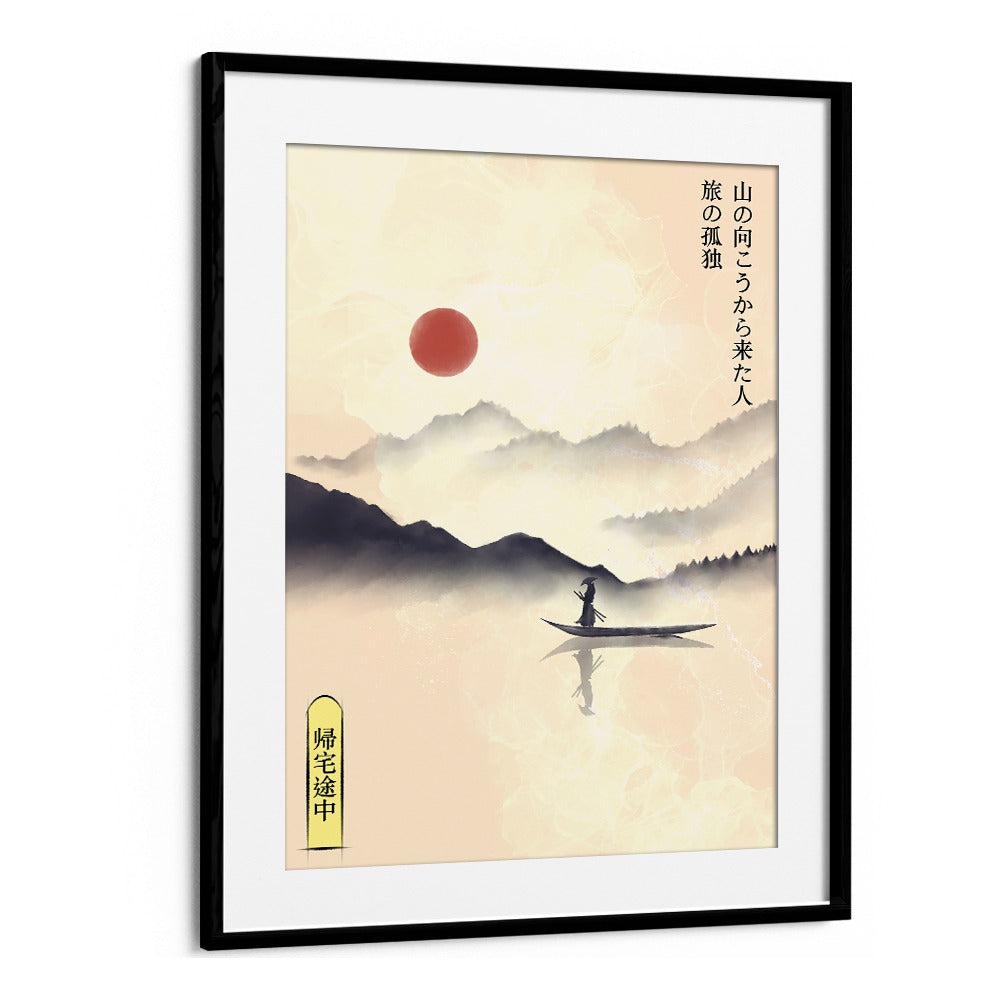 Explore tranquility with HITORI JOURNEY, JAPANESE PAINTINGS featuring serene landscapes and a lone figure on a boat.