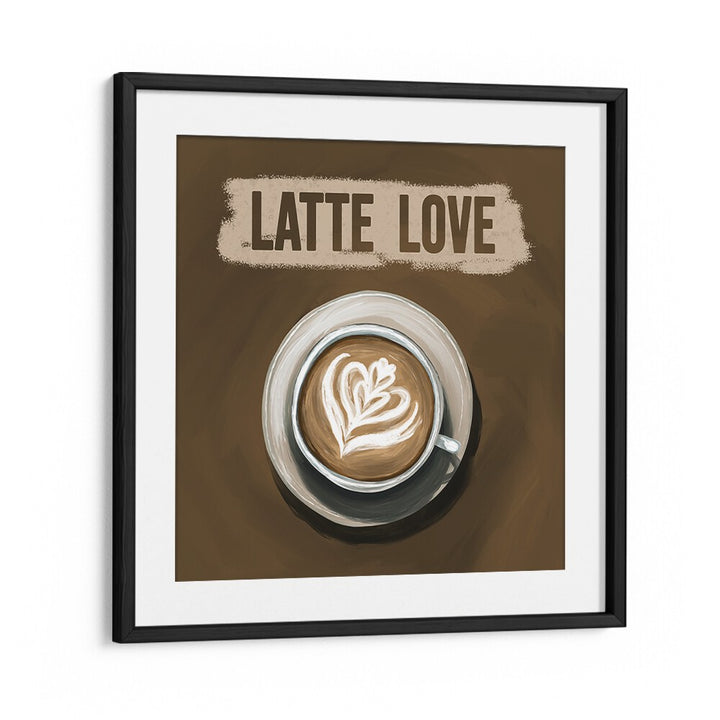 Framed art showcasing a latte with heart design, perfect for LATTE LOVE, BAR & CAFE decor.