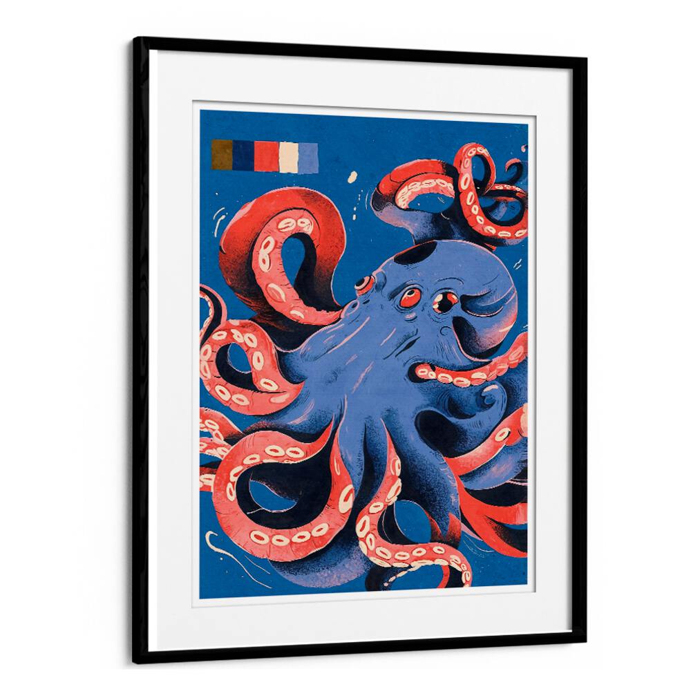 Colorful octopus beach painting showcasing vibrant marine life, perfect for coastal decor in any room. Ideal for sea lovers.