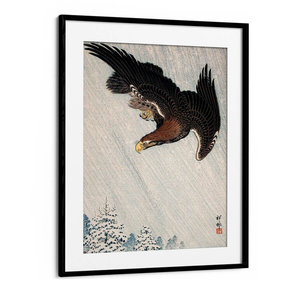 EAGLE FLYING IN SNOW (1933) , JAPANESE PAINTINGS , JAPANESE ART PRINTS