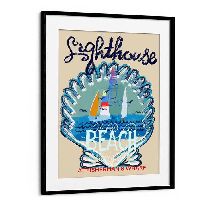 Bright and colorful LIGHTHOUSE I, BEACH PAINTINGS artwork evokes serene coastal vibes for your home decor.