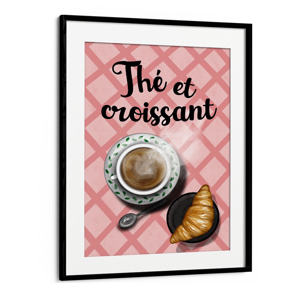 Art featuring a coffee cup and croissant, celebrating THE ET CROISSANT , BAR ambiance in vibrant design.