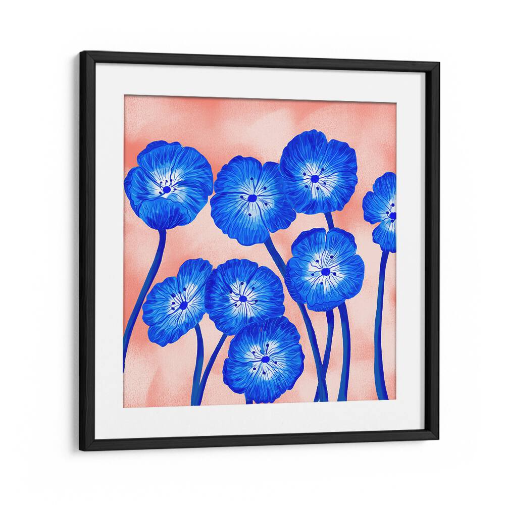 INDIGO BLOOMS , FLORAL FLOWER PAINTINGS