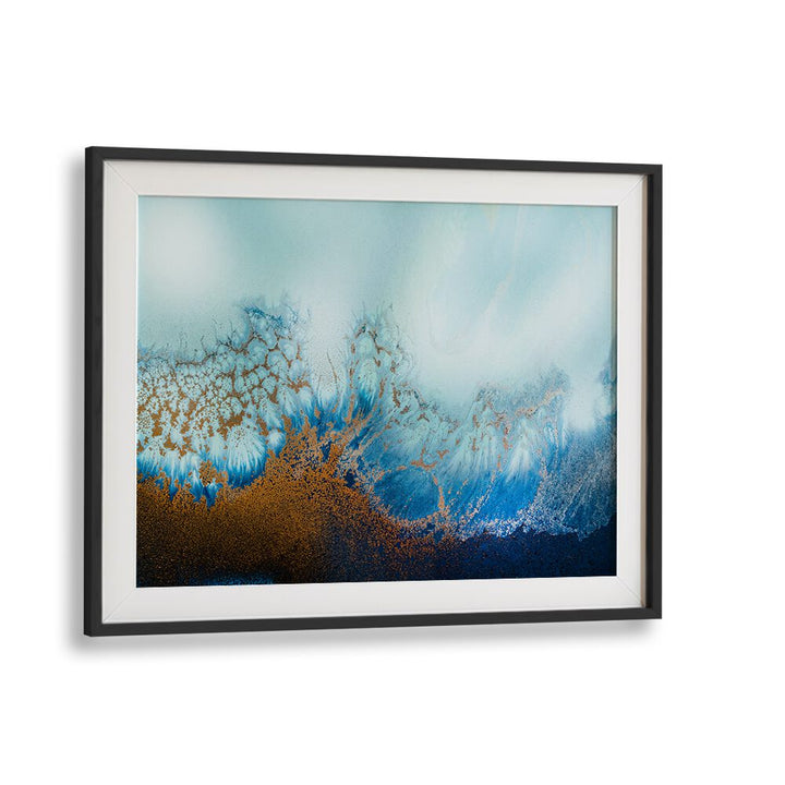 Vibrant COASTAL LUXE - SUNRISE, ABSTRACT PAINTINGS evoke a serene sunrise over a beautiful coastline. Perfect for decor.